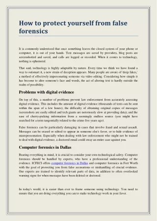 how to protect yourself from false forensics