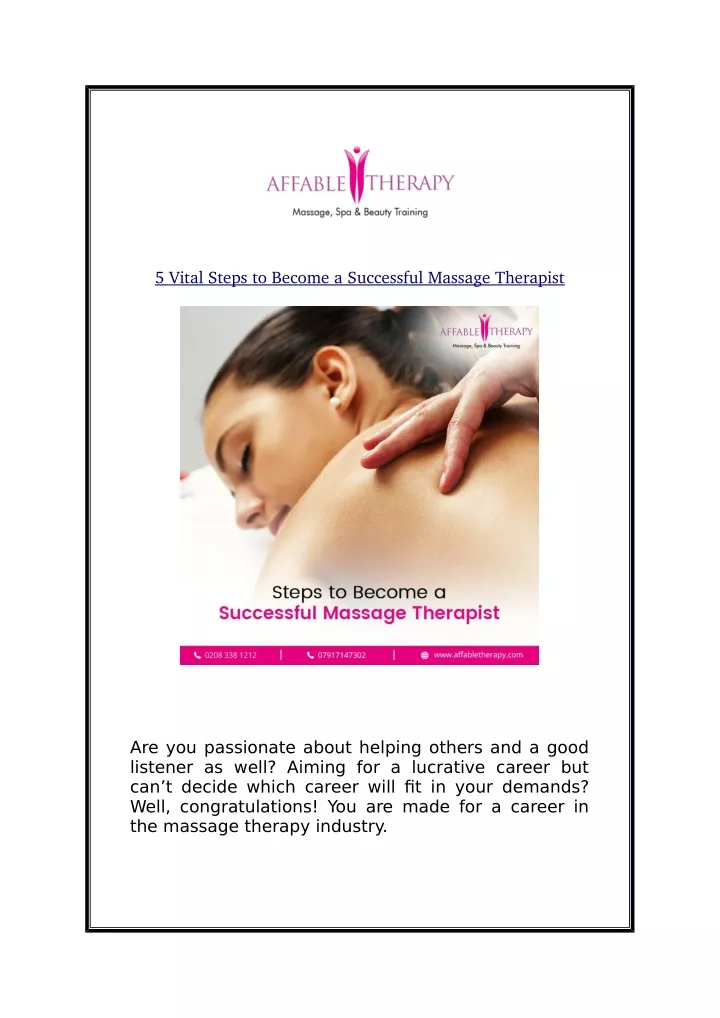 5 vital steps to become a successful massage