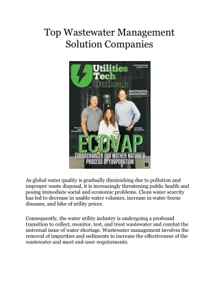 Top Wastewater Management Solution Companies