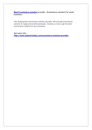 best e commerce solution provider ecommerce