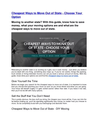 cheapest ways to move out of state choose your