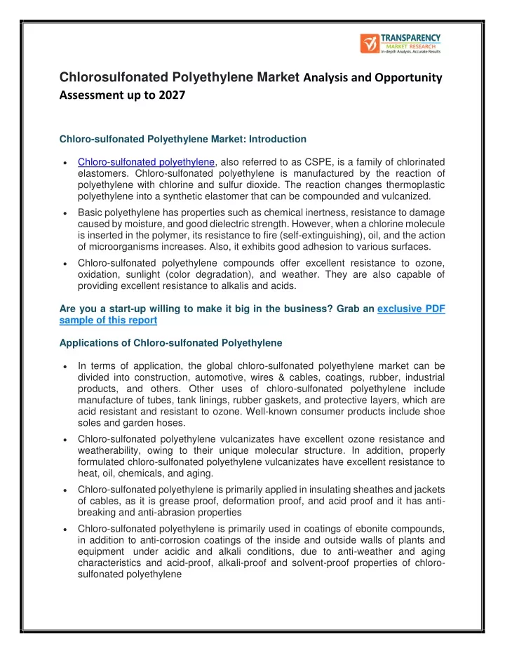 chlorosulfonated polyethylene market analysis