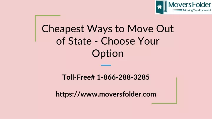 cheapest ways to move out of state choose your option
