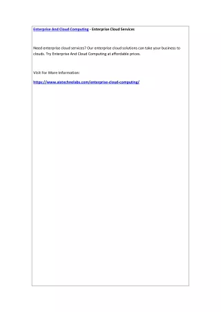 enterprise and cloud computing enterprise cloud