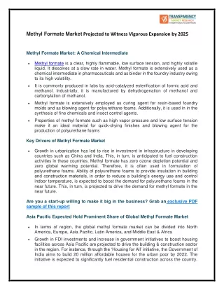 methyl formate market projected to witness