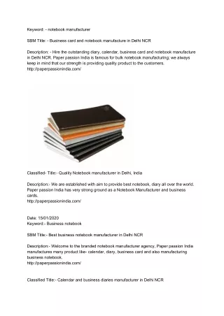 Top diary, notebook, business card manufacturer