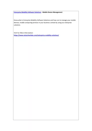 enterprise mobility software solutions mobile