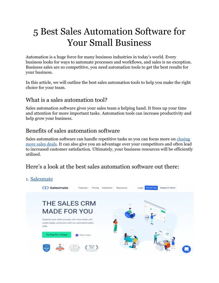 5 best sales automation software for your small