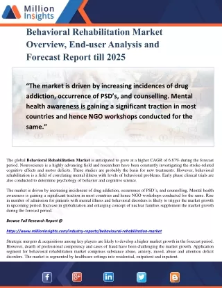behavioral rehabilitation market overview