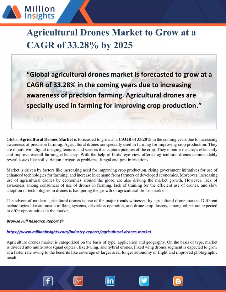 agricultural drones market to grow at a cagr