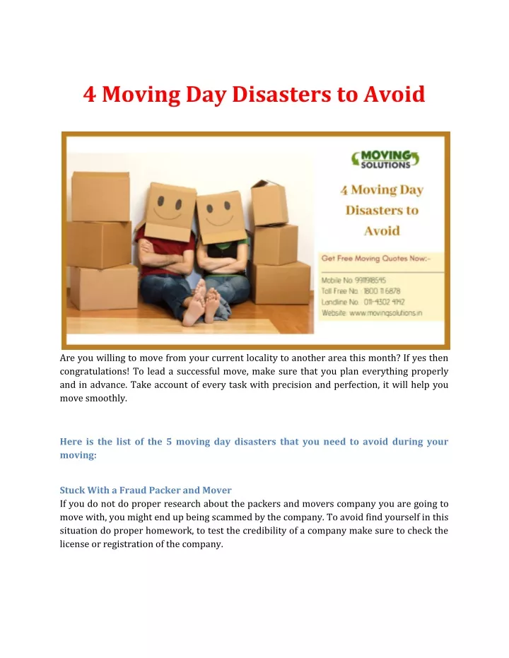 4 moving day disasters to avoid