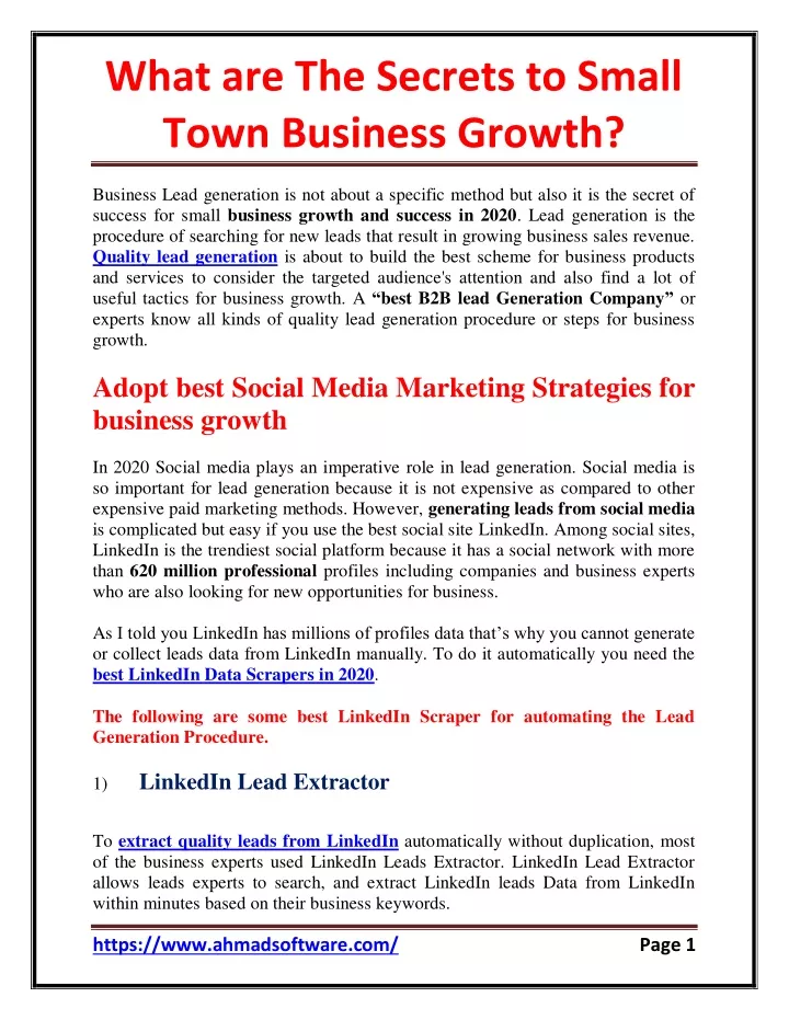 what are the secrets to small town business growth