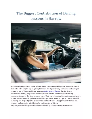 the biggest contribution of driving lessons