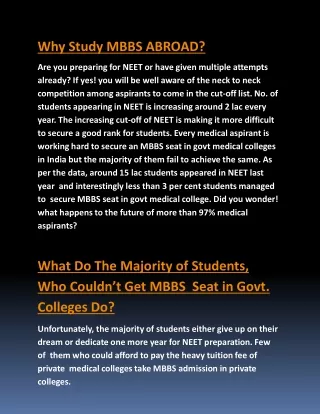 Why Study MBBS ABROAD?