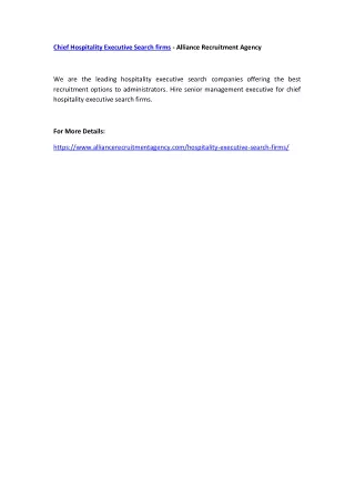 chief hospitality executive search firms alliance