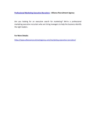 professional marketing executive recruiters