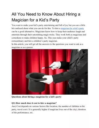 all you need to know about hiring a magician