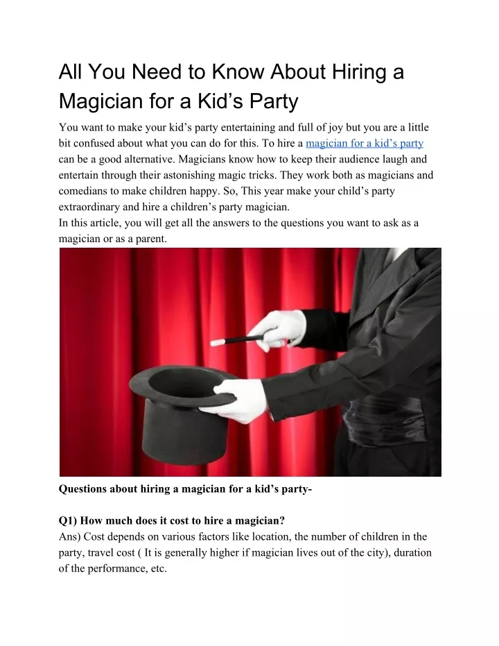 all you need to know about hiring a magician
