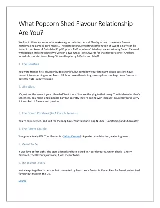 what popcorn shed flavour relationship