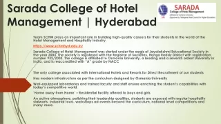 Sarada College of Hotel Management | Hyderabad