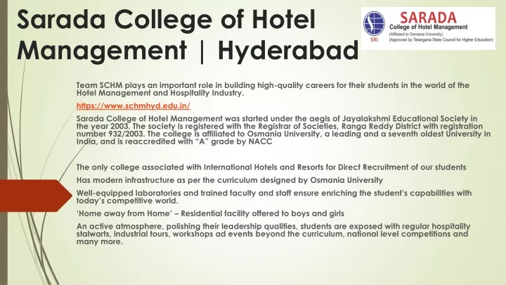 sarada college of hotel management hyderabad