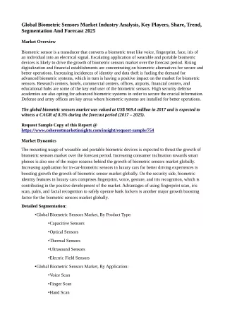 global biometric sensors market industry analysis