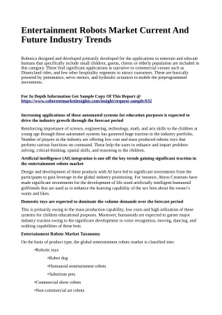 entertainment robots market current and future