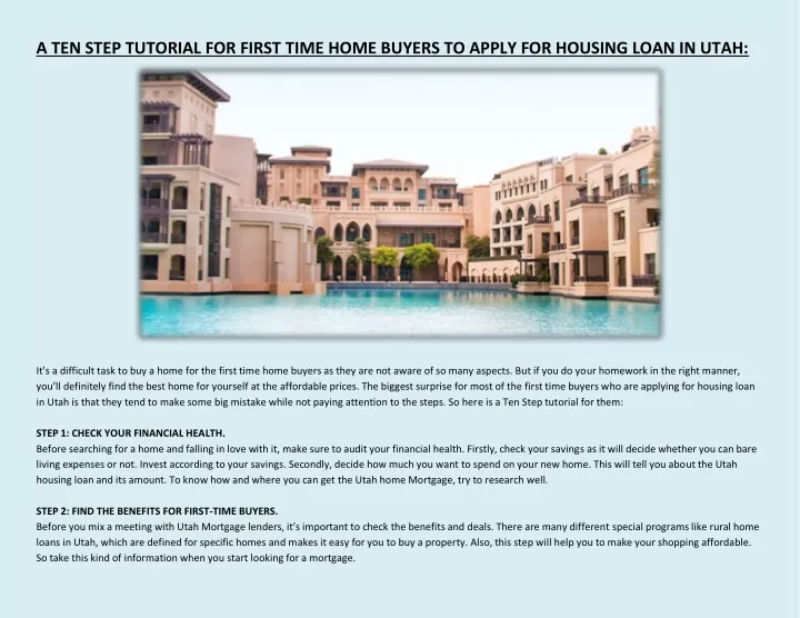a ten step tutorial for first time home buyers