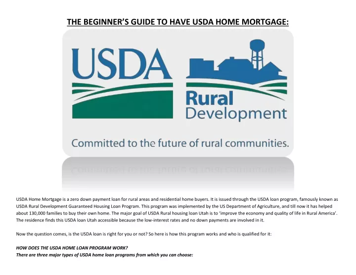 the beginner s guide to have usda home mortgage