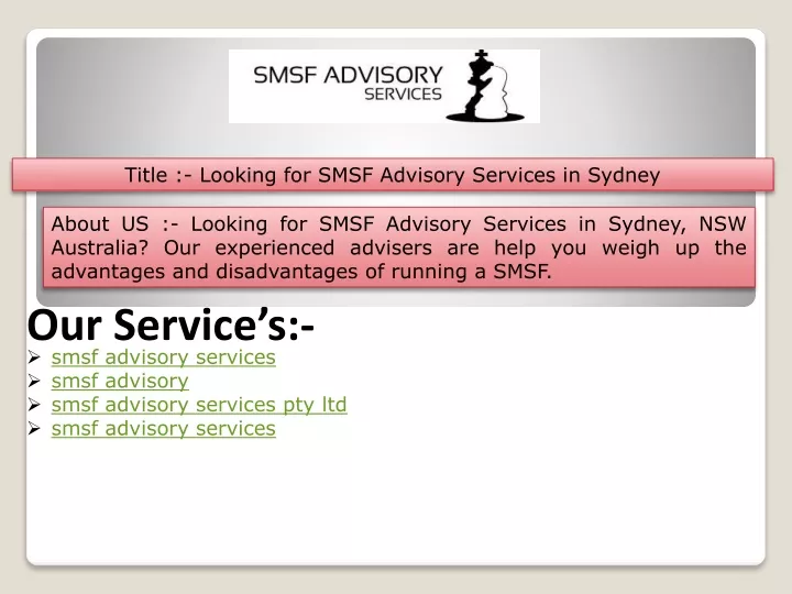 title looking for smsf advisory services in sydney
