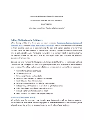 transworld business advisors of baltimore north