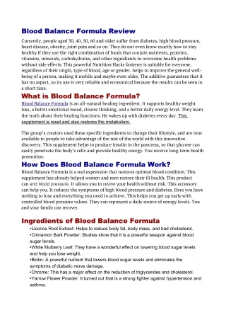 An Updated Review Of Blood Balance Formula – Secret Formula to Control Your Blood Sugar Level!!