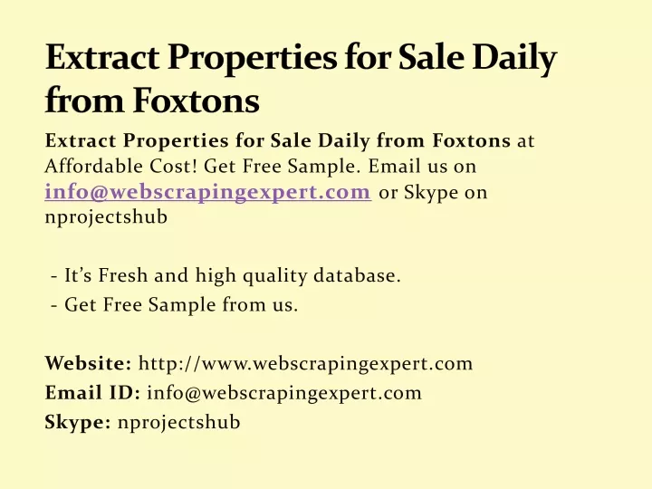 extract properties for sale daily from foxtons
