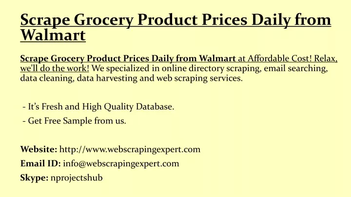 scrape grocery product prices daily from walmart