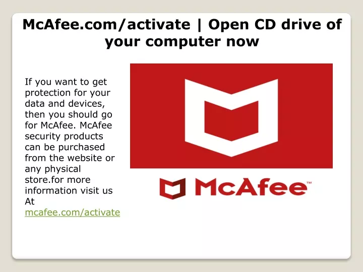 mcafee com activate open cd drive of your