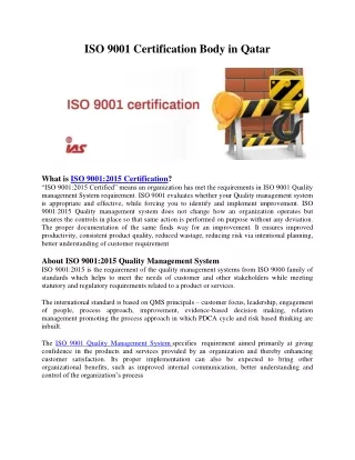 ISO 9001 certification in Qatar | ISO 9001 Certification Services in Qatar