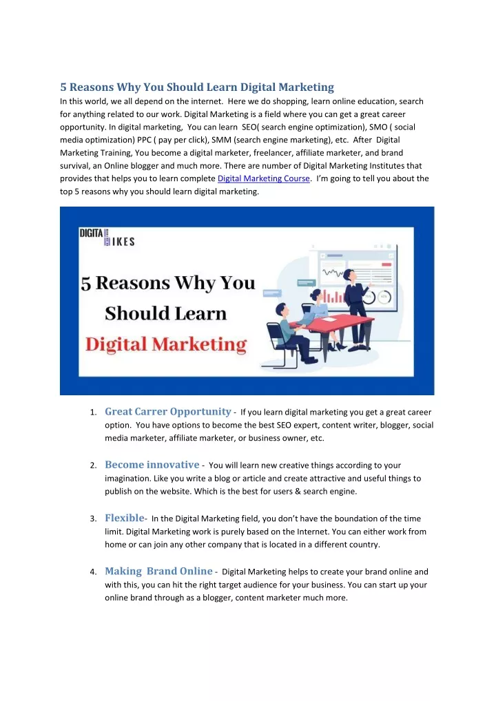 5 reasons why you should learn digital marketing