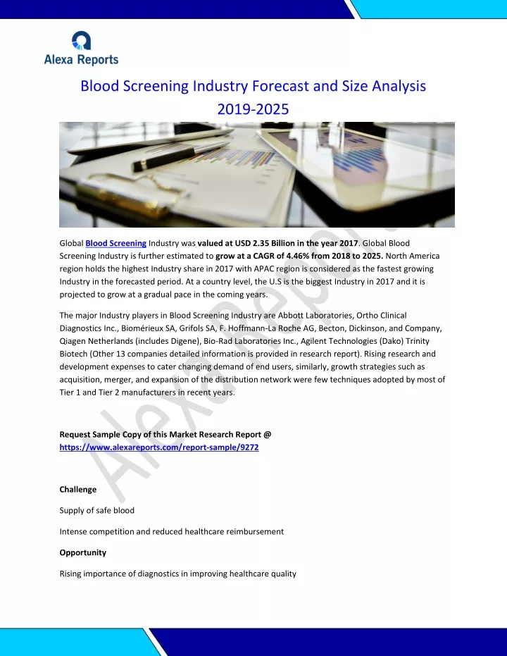 blood screening industry forecast and size