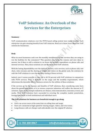 voip solutions an overlook of the services