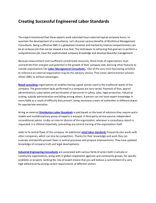 creating successful engineered labor standards