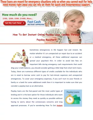 Online Payday Loans Canada - Paydayrooster.com