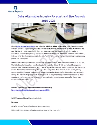 Dairy Alternative Industry Forecast and Size Analysis 2019-2025