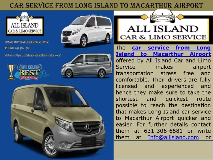 car service from long island to macarthur airport