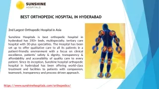 Sunshine hospital is the best orthopedic hospital in hyderabad