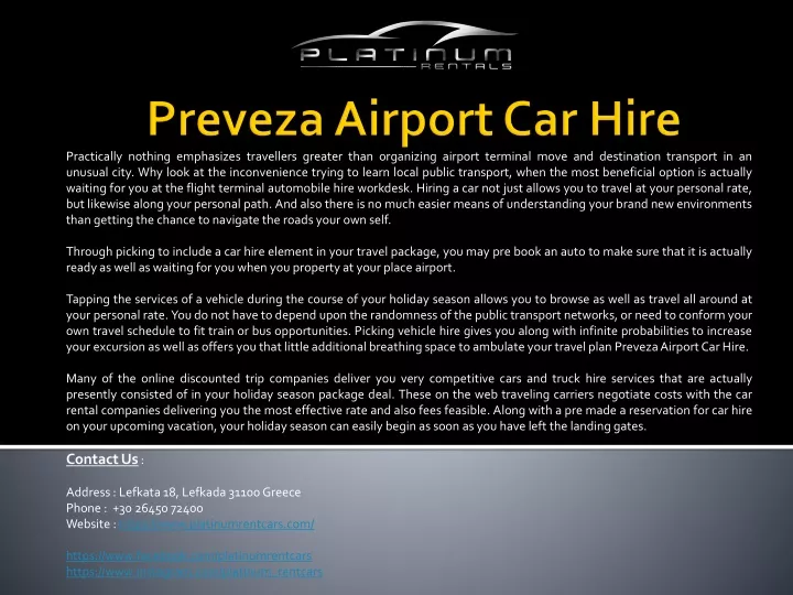 preveza airport car hire