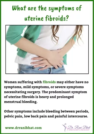What are the symptoms of uterine fibroids | Uterine Fibroids Treatment in Bangalore