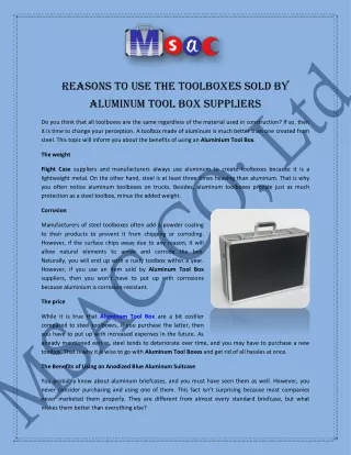 Reasons to Use the Toolboxes Sold by Aluminum Tool Box Suppliers