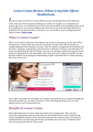 Where can i buy Leniva Cream Read Reviews & Scam!