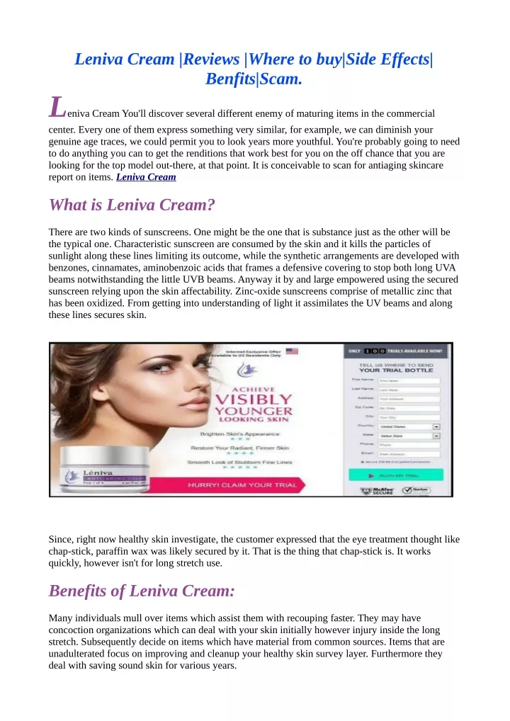 leniva cream reviews where to buy side effects