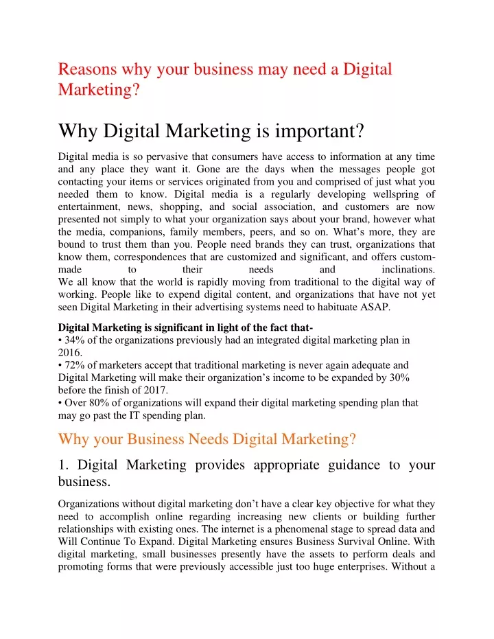 reasons why your business may need a digital